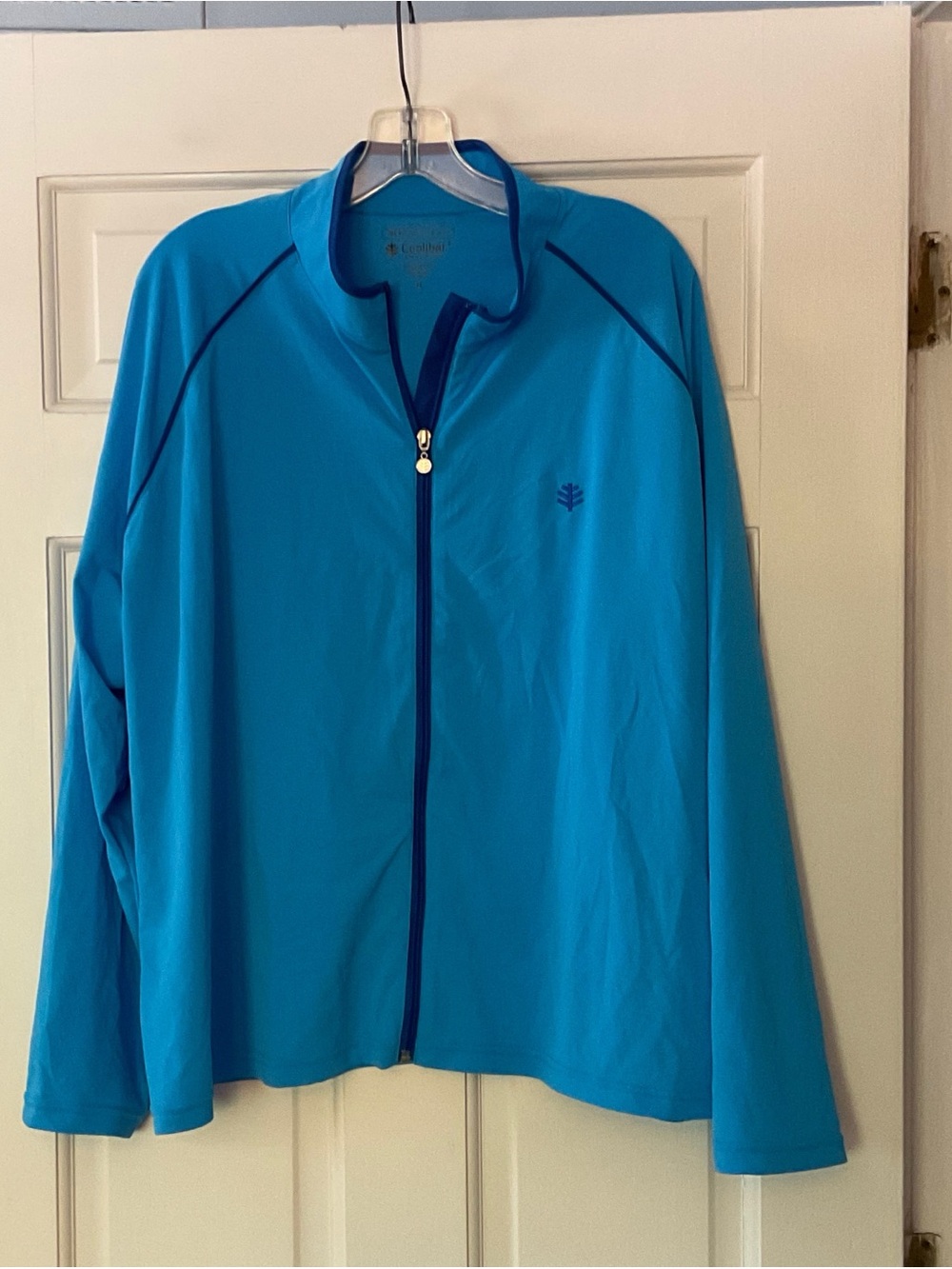 Coolibar Macarella Long Sleeve Water Jacket Swim Full Zip Rash Guard Blue 3X